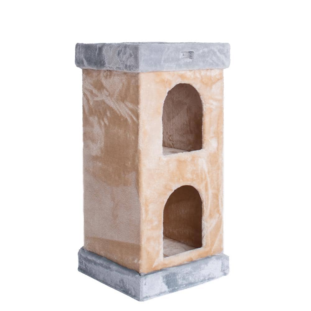Armarkat - Double Condo Real Wood Cat House With Sratching Carpet For Cats Kitty Enjoyment - Beige price history on PriceWatchPro