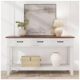GARVEE - Entryway Table, Console Table with 3 Storage Drawers, Hallway Tables for Entryway - Brown and White