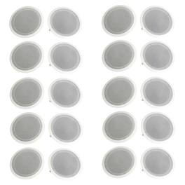 Pyle - 8 Inch 500W 2 Way In Wall Ceiling Home Speakers System (Pair) (10 Pack) - White