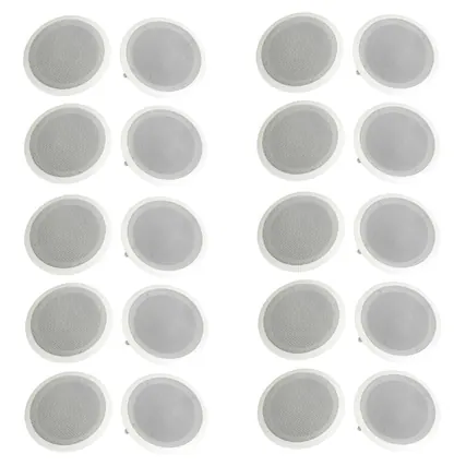 Front. Pyle - Pyle 8 Inch 500W 2 Way In Wall Ceiling Home Speakers System (Pair) (10 Pack) - White.