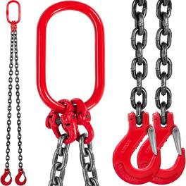 VEVOR - Chain Sling, 3/8 inch x 5 ft Lifting Chains with Hooks, G80 Engine Chain Hoist Lifts - Black + Red