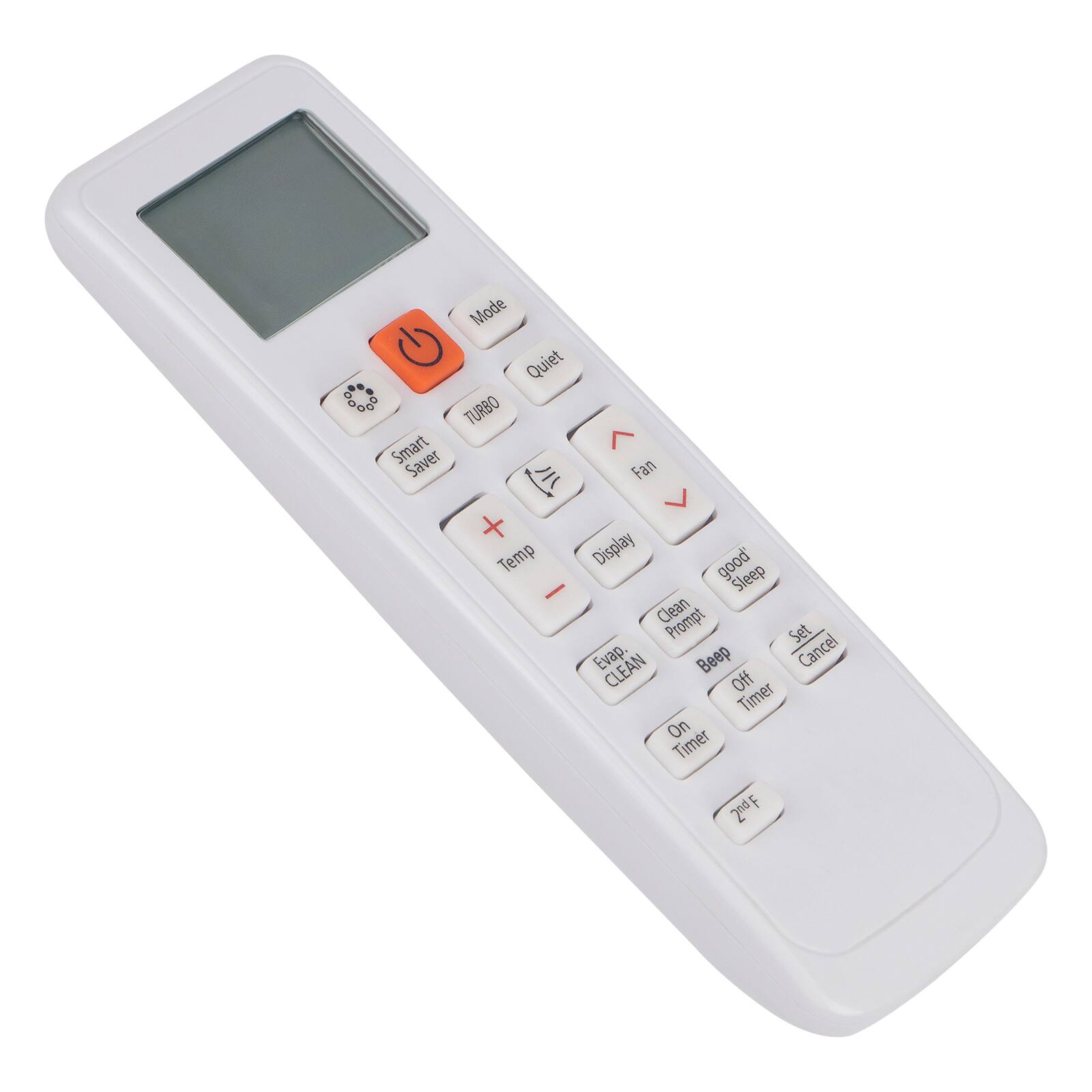 O Mode Quiet TURBO Smart Saver Fan + Temp Display good - Sleep Clean Prompt Set Evap. CLEAN Beep Cancel Off Timer On Timer 2ndF