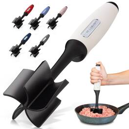 Zulay Kitchen - 5-Blade Meat Chopper, Pinwheel Design Ground Meat Masher with Comfortable Grip - Cream