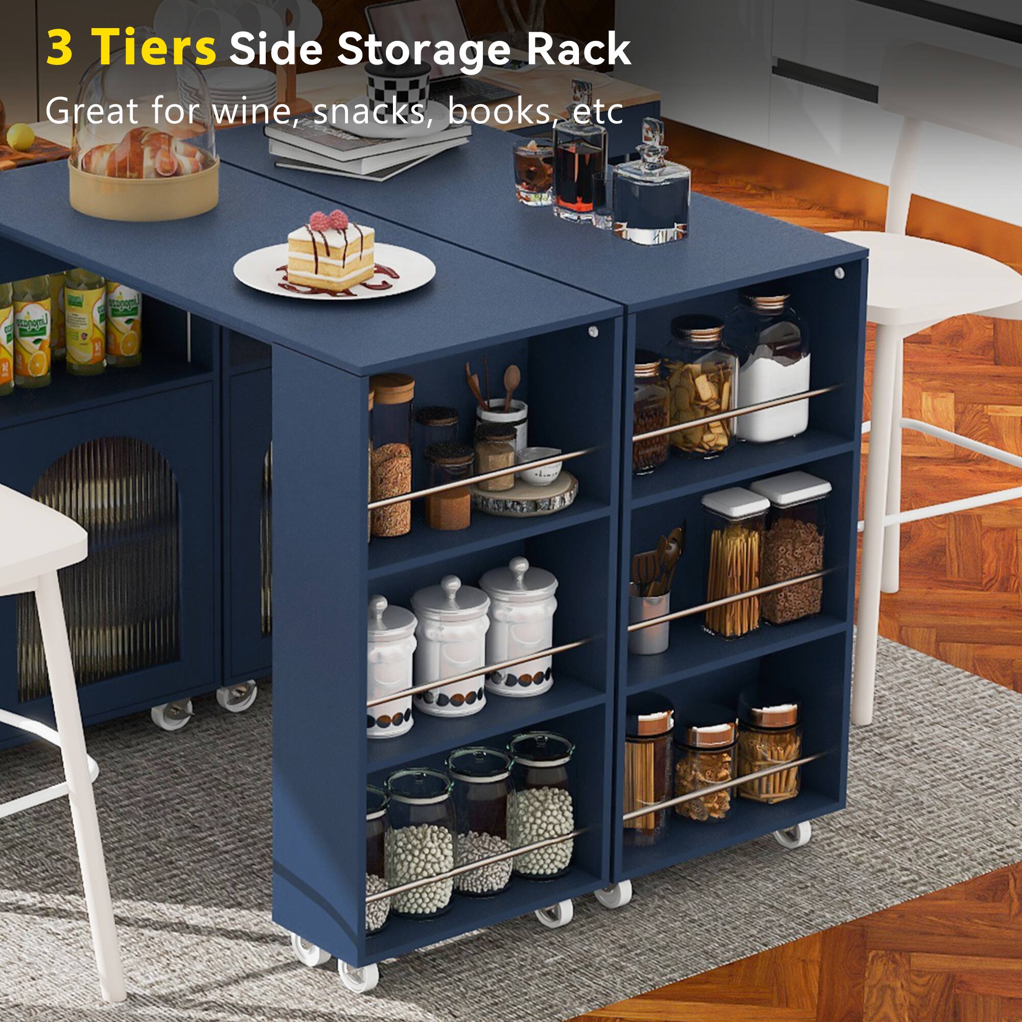3 Tiers Side Storage Rack  
Great for wine, snacks, books, etc.