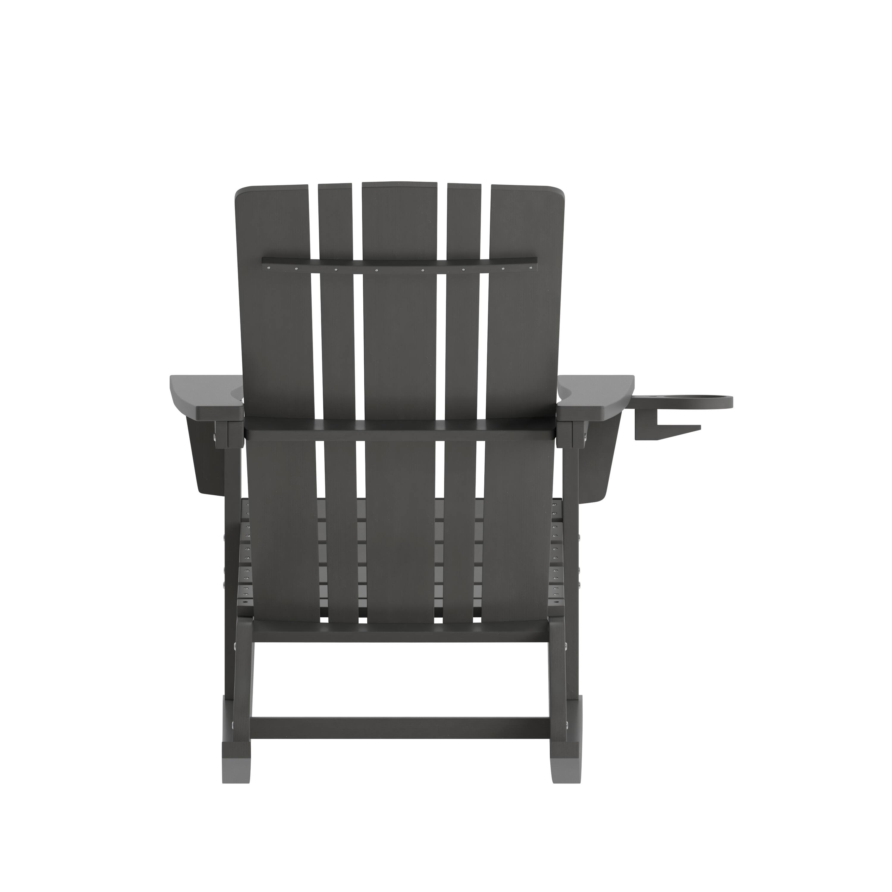 Alt View 7. Emma + Oliver - Haley Adirondack Rocking Chair with Cup Holder, Weather Resistant HDPE Adirondack Rocking Chair - Gray.