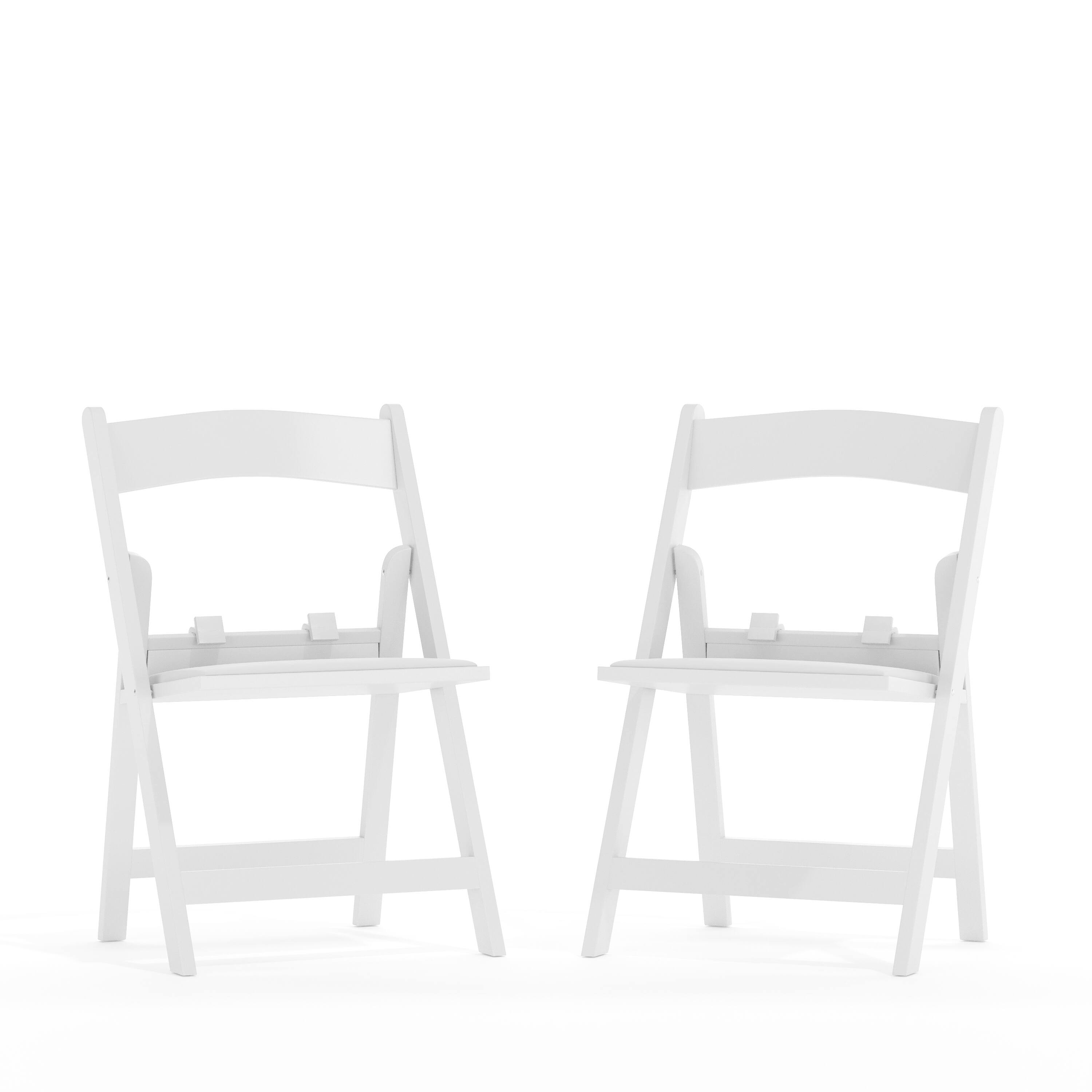 Front. Emma + Oliver - Kids Folding Chairs with Padded Seats | Set of 2 Resin Folding Chair with Vinyl Padded Seat for Kids - White.