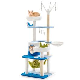 Kadyn - Cat Tower, Cat Tree for Indoor Cats, Multi-level Cat Tower with Sisal Covered Scratching Posts - Blue