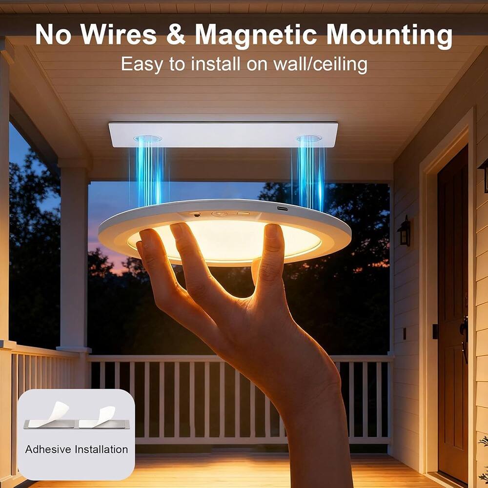 No Wires & Magnetic Mounting  
Easy to install on wall/ceiling  

Adhesive Installation