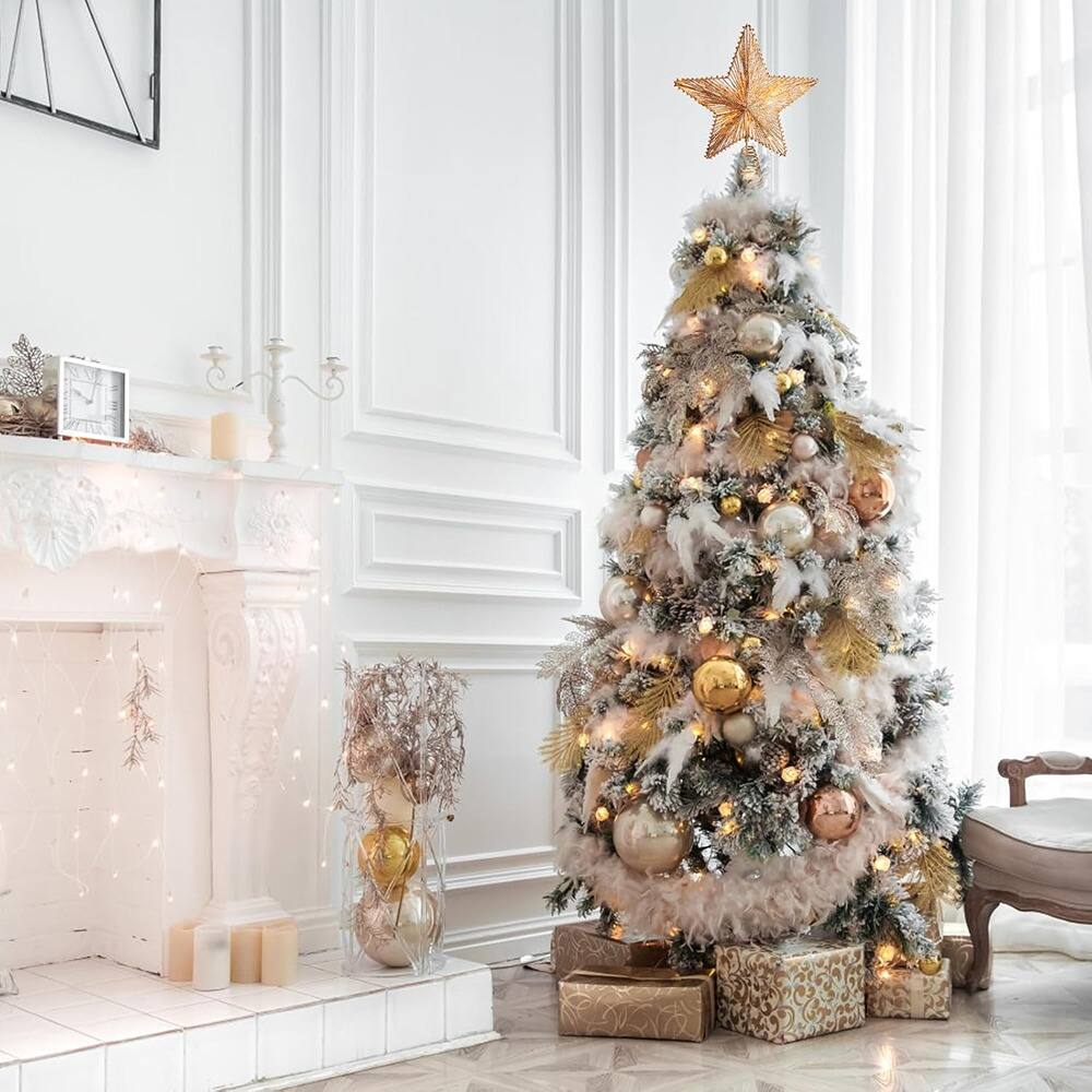 Back. Schertz - 10" Gold Glitter Christmas Tree Topper Star w/ 30 LED Lights - Gold.