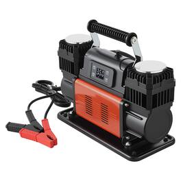 VEVOR - Dual-Cylinder Heavy Duty Air Compressor, 10.6CFM Auto-Stop Portable Tire Inflator, 12V 150PSI Offroad Air Pump with LCD - Orange;Black