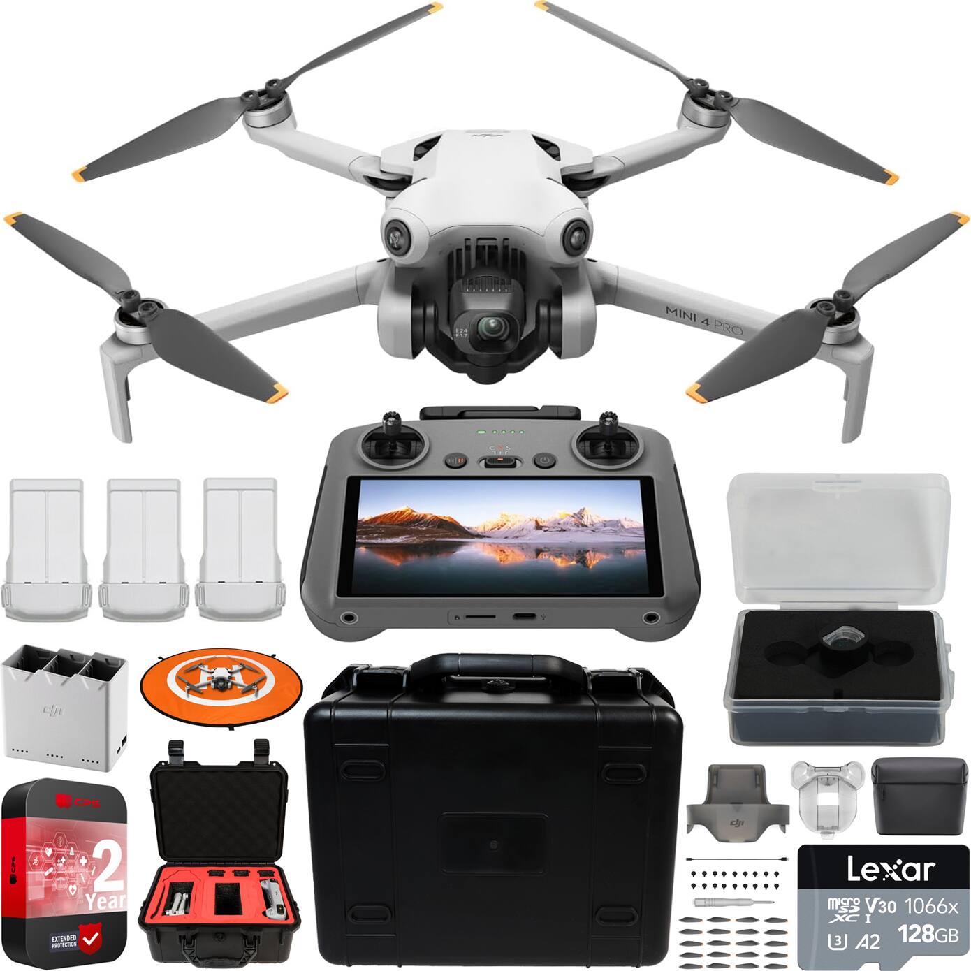 DJI - Mini 4 Pro 4K Drone Fly More Combo Plus + RC 2 Remote + Custom Hard Case Bundle