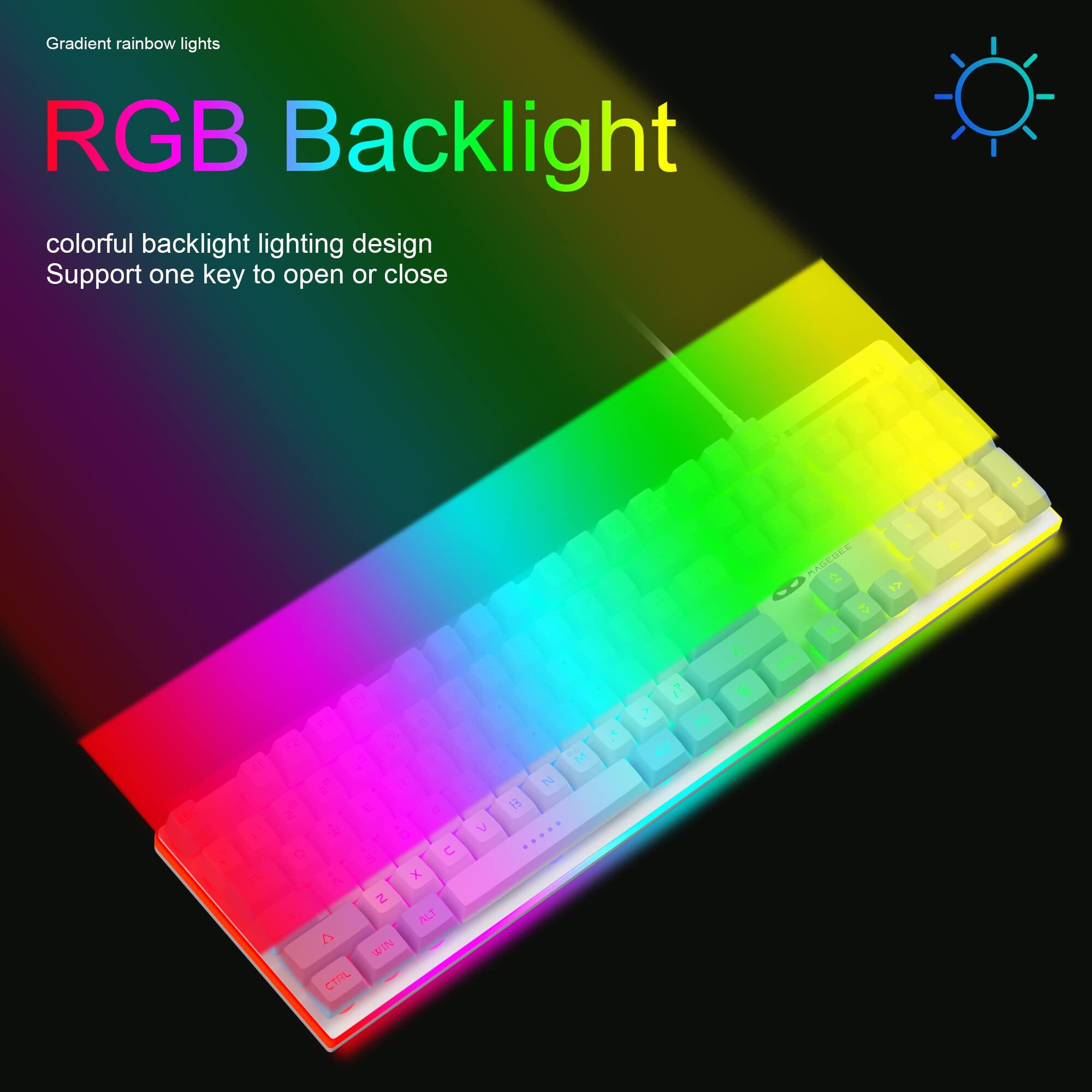 Gradient rainbow lights

RGB Backlight

colorful backlight lighting design
Support one key to open or close