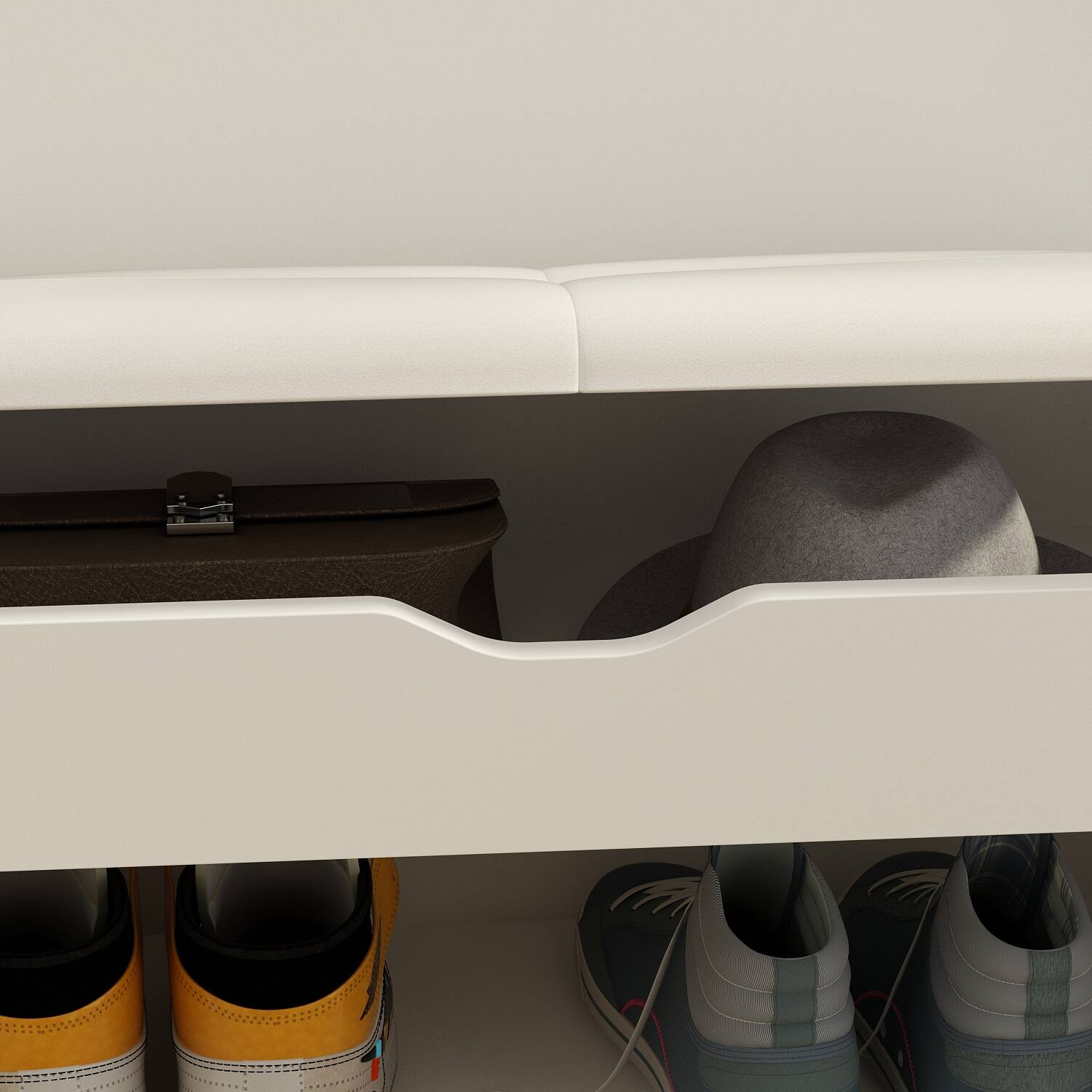 Alt View 1. Famapy - Famapy 2 - in - 1 Entryway Shoe Storage Bench with Hidden Compartments - White.