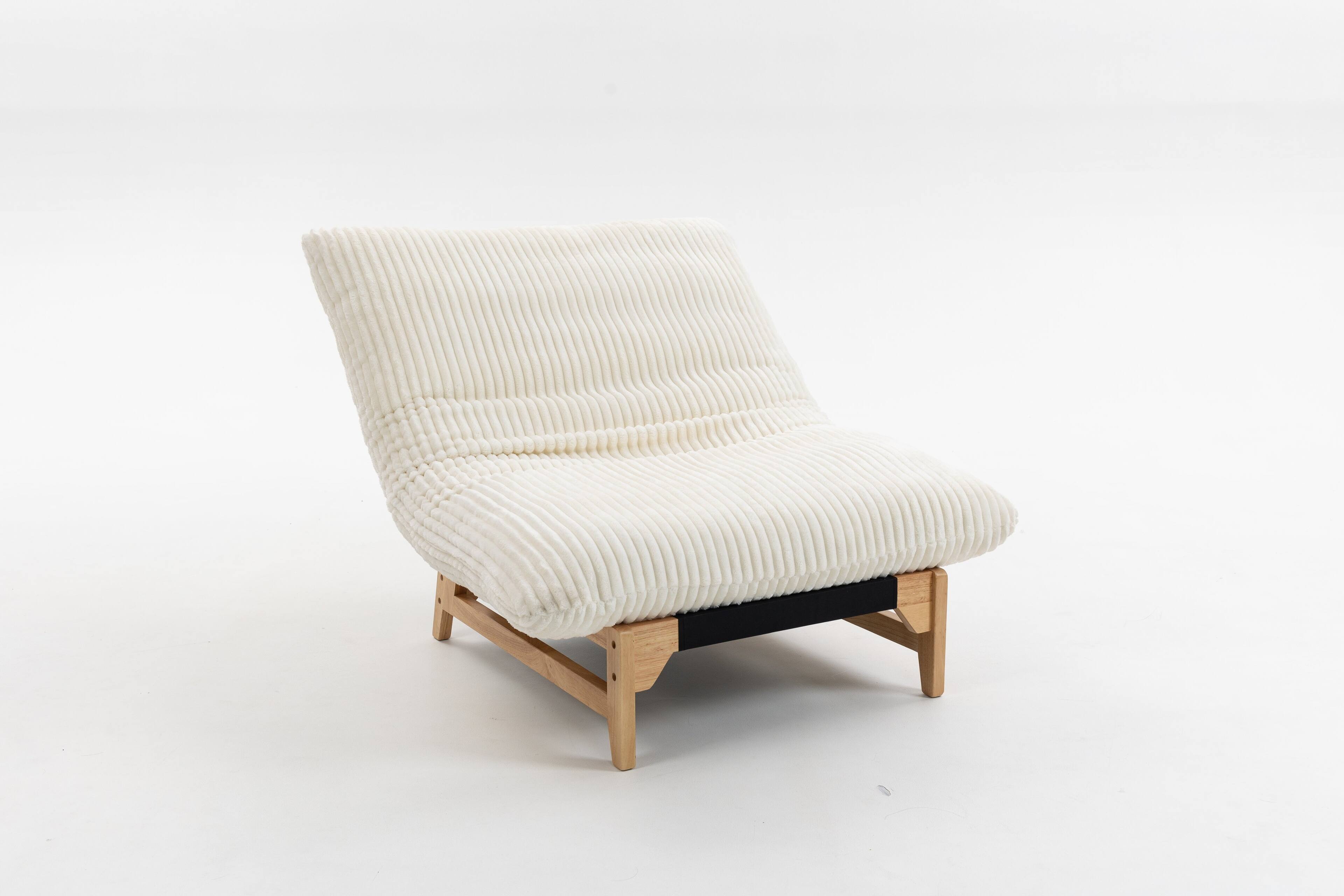 Left. LOVMOR - Oversized Corduroy Bean Bag Chairs For Living Room Bedroom Reading Textured Ribbed Cozy Spacious Indoor Lounge - Off White.