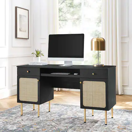 Front. Modway - Chaucer Office Desk by Modway - Black.