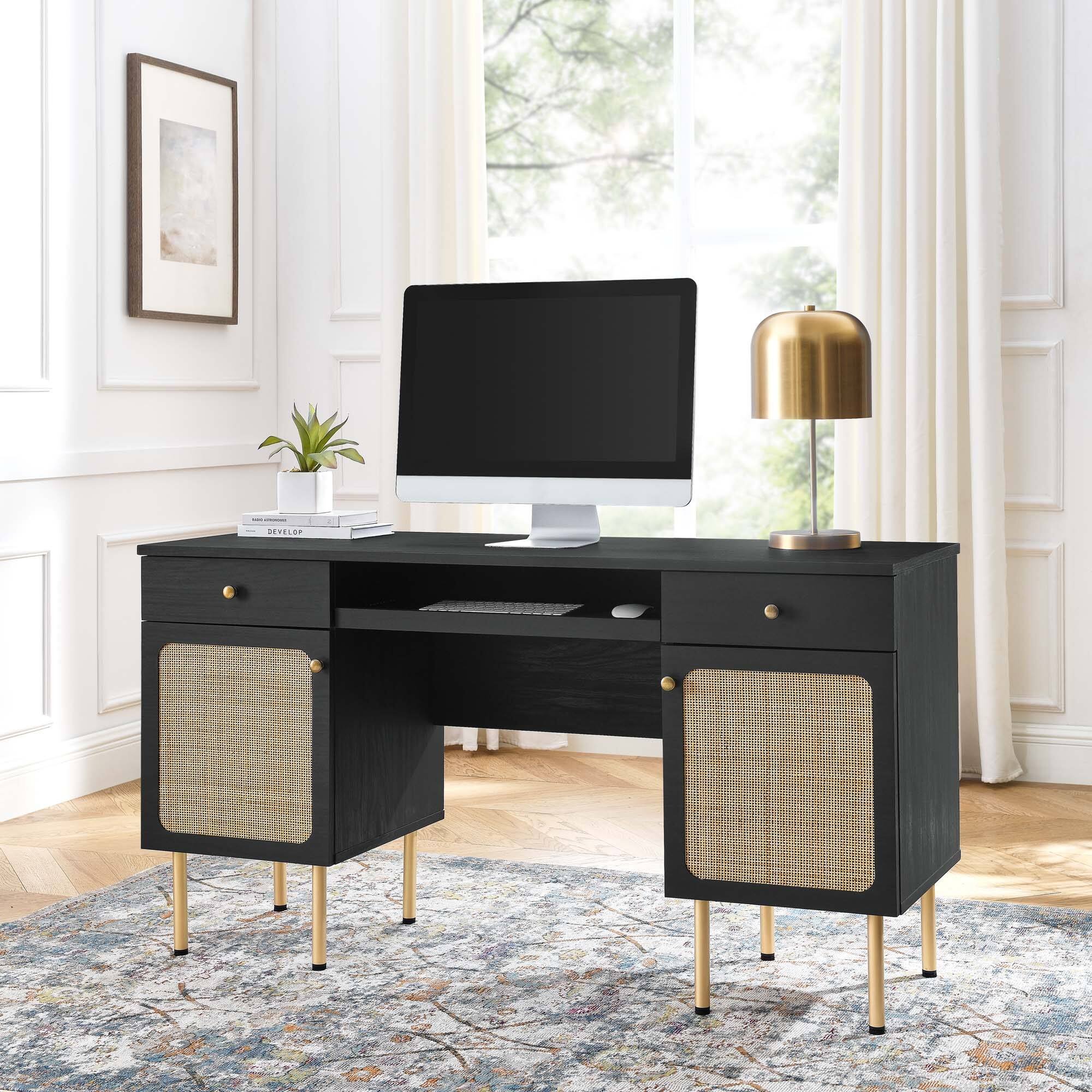 Front. Modway - Chaucer Office Desk by Modway - Black.