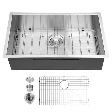 Front. Lordear - 32x19x10 Inch Undermount kitchen Sink Under Mount 16 Gauge T304 Stainless Steel Single Bowl sink - Stainless steel.