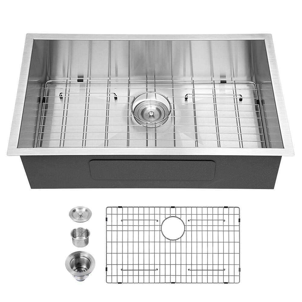Front. Lordear - 32x19x10 Inch Undermount kitchen Sink Under Mount 16 Gauge T304 Stainless Steel Single Bowl sink - Stainless steel.