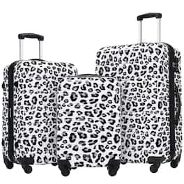 Ecooso - Hardshell Luggage Sets 3 pcs Spinner Suitcase with TSA Lock Lightweight-20"+24"+28" Luggages - White+Black Leopard