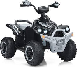 Costway - Kids Ride on ATV 12V 4 Wheeler Quad Toy Vehicle with LED Lights - Black,Gray