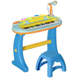 Ecooso - 37-Key Kids Toy Keyboard Piano Electronic Musical Instrument w/ Microphone and Stool, Music Learning Toy for Toddlers - Blue