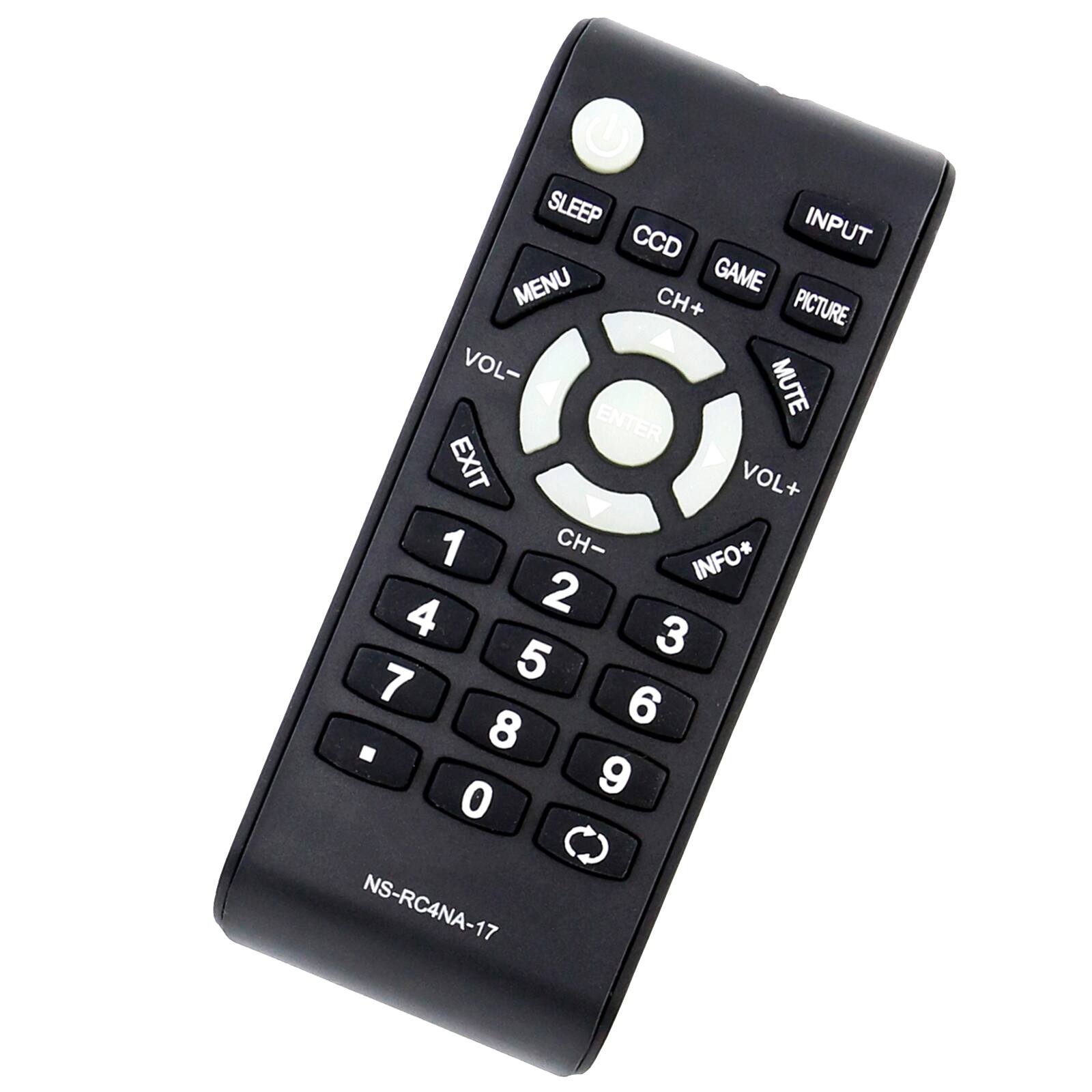 SLEEP INPUT CCD MENU GAME CH+ PICTURE VOL- MUTE ENTER EXIT VOL+ 1 CH- INFO* 4 2 5 3 7 6 8 . 0 9 NS-RC4NA-17