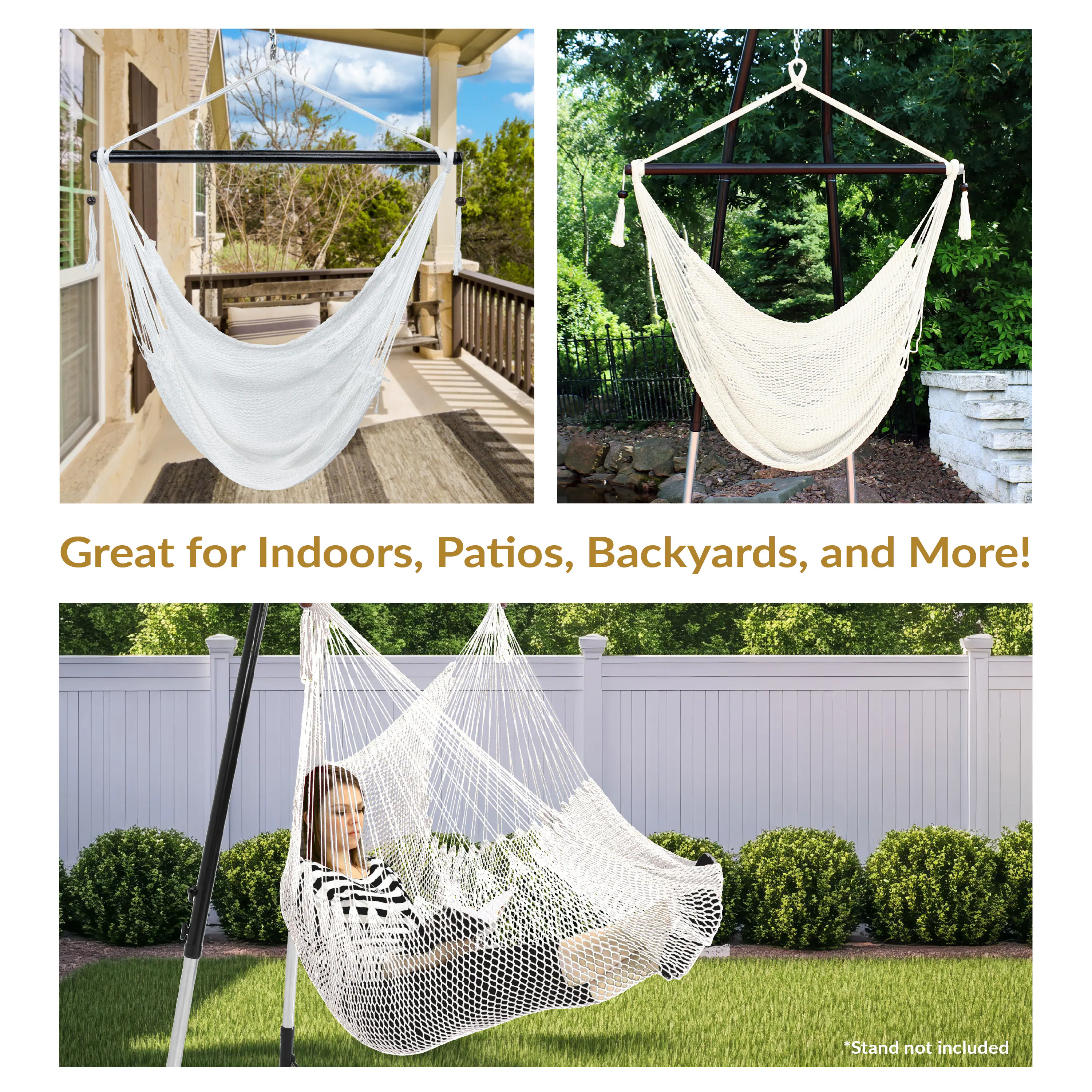 Great for Indoors, Patios, Backyards, and More!  
*Stand not included