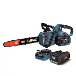 SENIX - X6 60V Max* 16" Cordless Chainsaw, Brushless (4.0 Ah Battery & Charger Included) - Blue