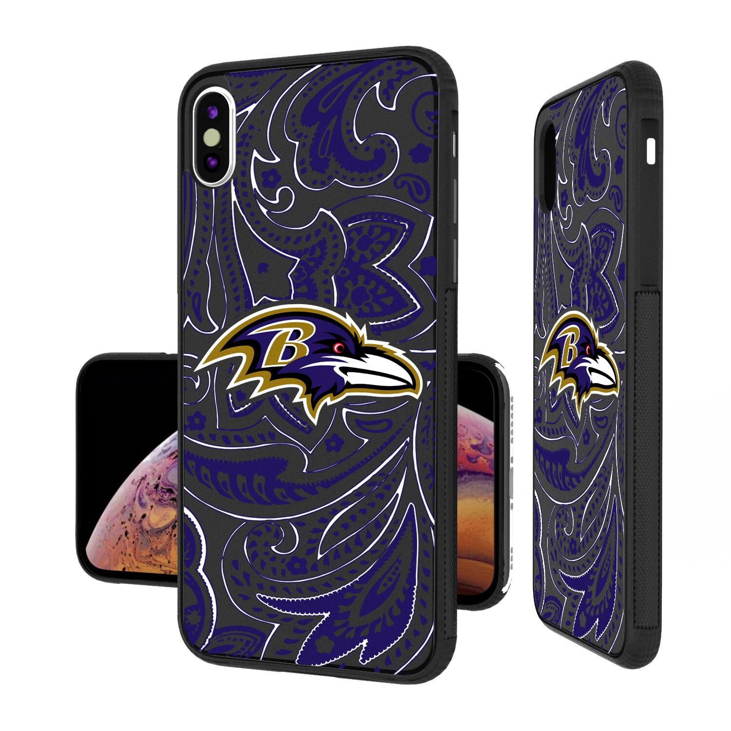 Alt View 1. Keyscaper - Baltimore Ravens iPhone Paisley Design Bump Case - 13 Pro - Multicolor.