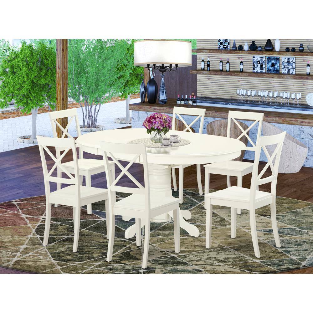 Left. East West Furniture - Dining Room Set Linen White - Brown.