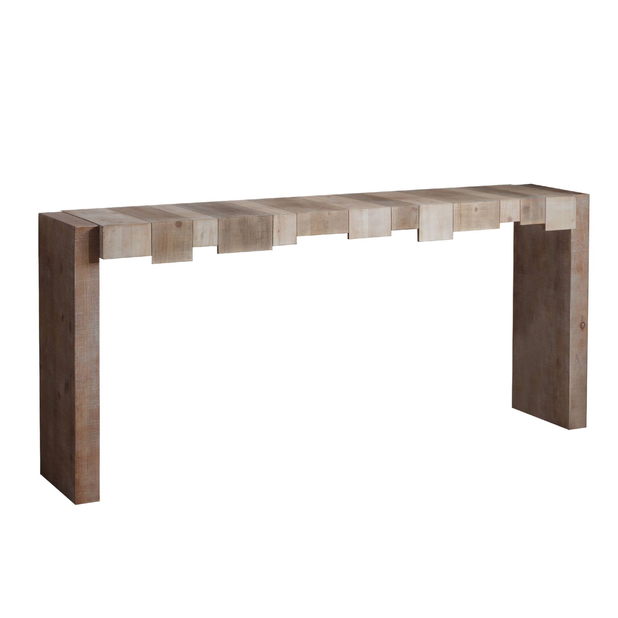 Alt View 1. GOODSILO - Modern Rustic Entryway Console Table with Sculpted Block Design - Narrow Sofa Table for Hallway or Living Room - Multicolor.