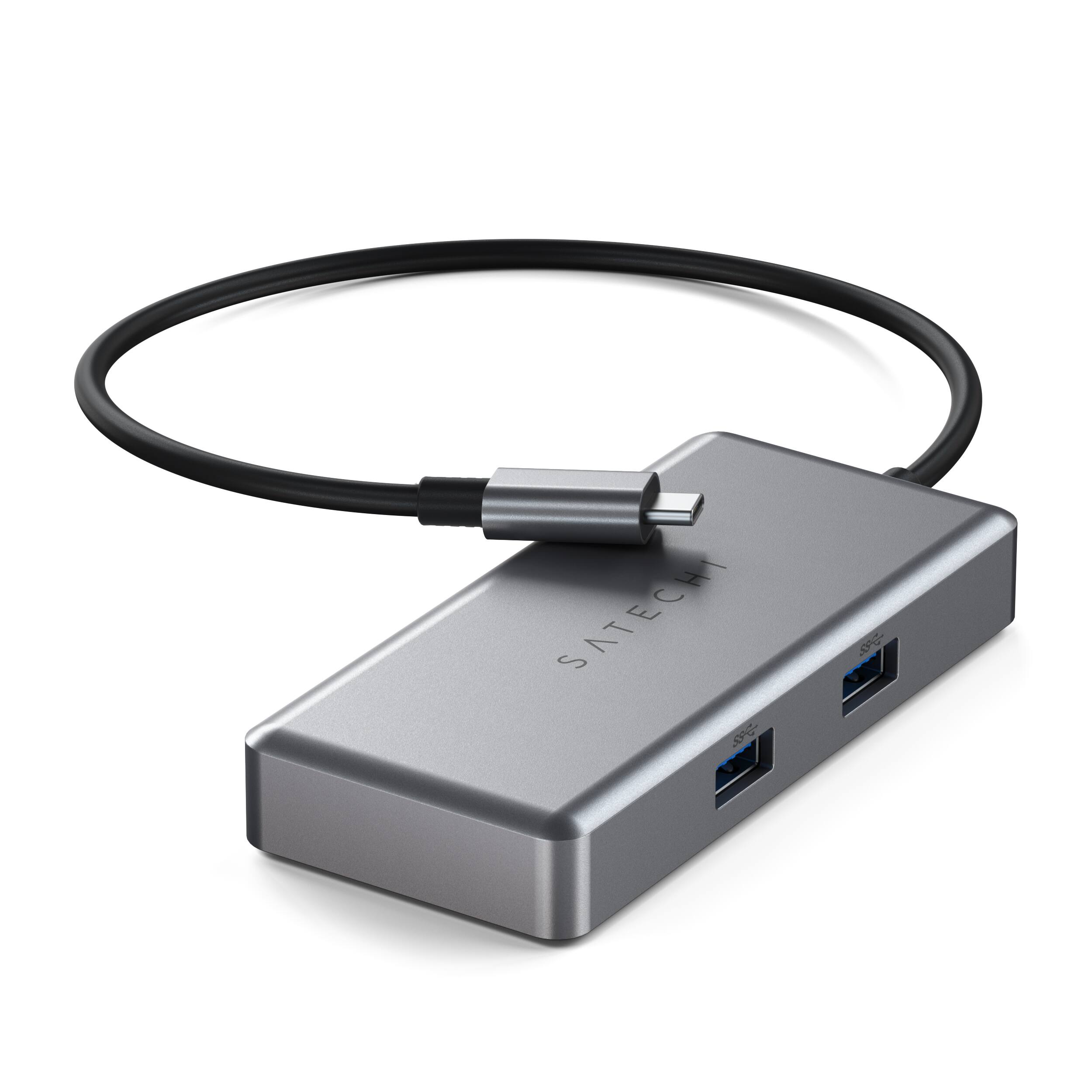 Alt View 13. Satechi - 5-port USB-C Multiport for Chromebook with Gigabit Ethernet, 4K HDMI (60Hz), USB-C PD charging (96W) and 2 USB-A 3.0 - Space Gray.