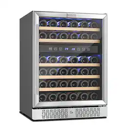 Empava - 46-Bottle Dual-Zone Wine Cooler – Freestanding/Built-In, Anti-Vibration - Stainless Steel