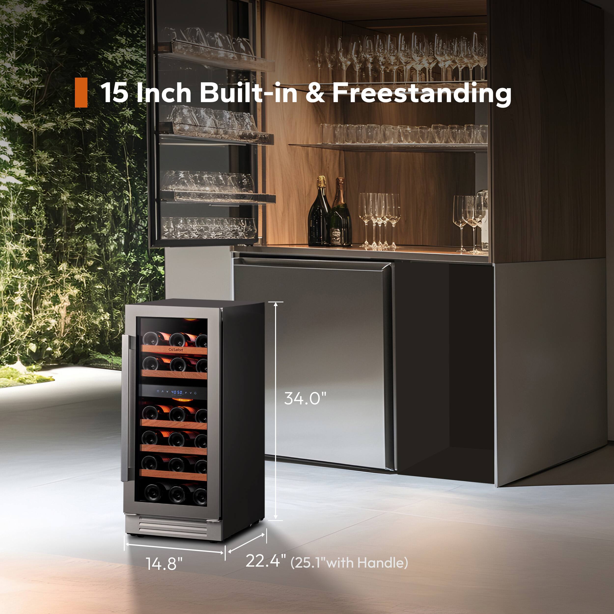 15 Inch Built-in & Freestanding Orrerator: 34.0" x 14.8" x 22.4" (25.1" with Handle)