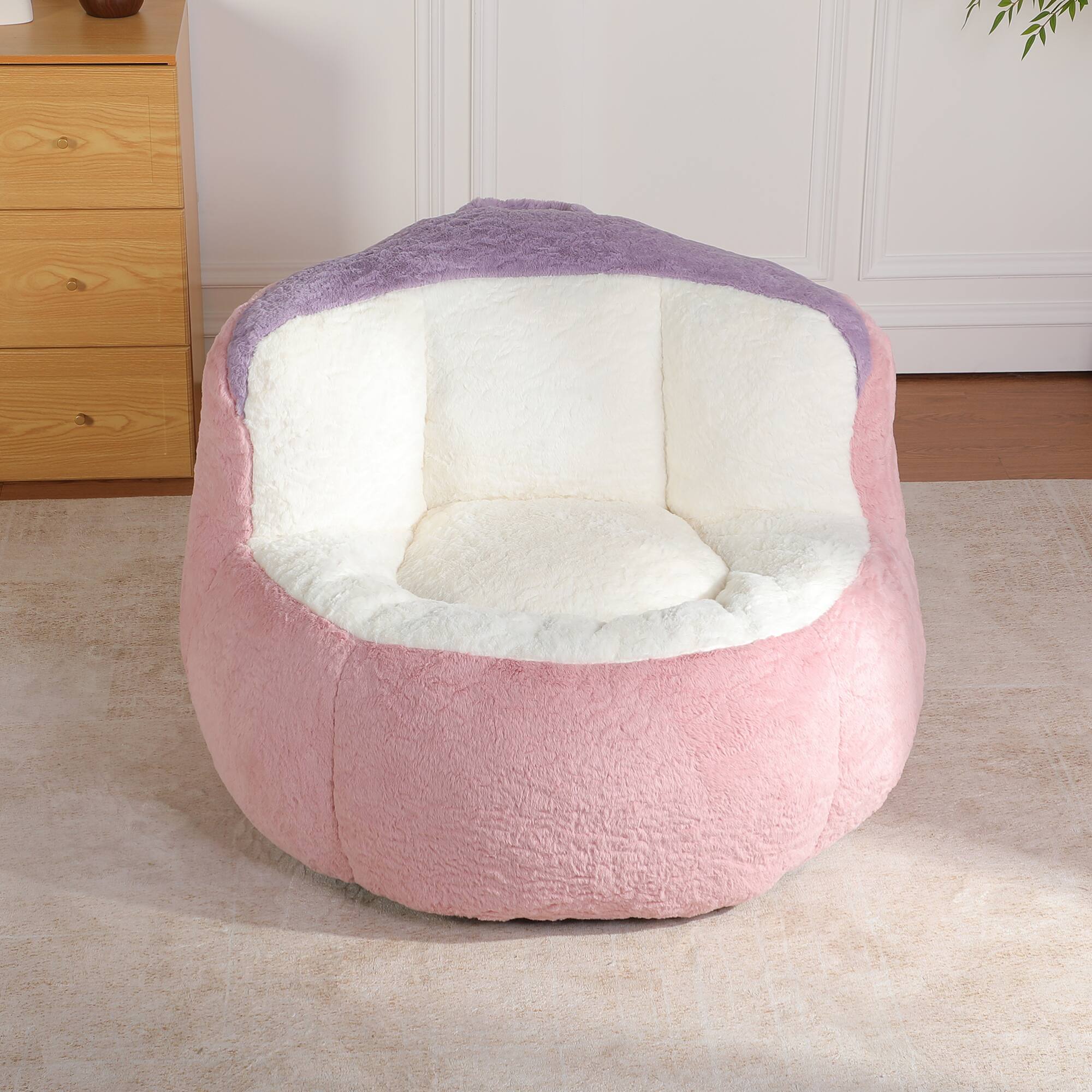 Front. GOODSILO - Oversized Bean Bag Chair Lounger Sofa with Faux Fur Cover and Shredded Foam Filling for Living Room Comfort - Multicolor.