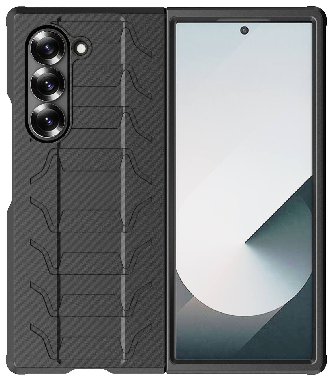 Alt View 2. Nakedcellphone - Case for Samsung Galaxy Z Fold 6 - Special Ops Rugged Tactical Phone Cover - Carbon Fiber.