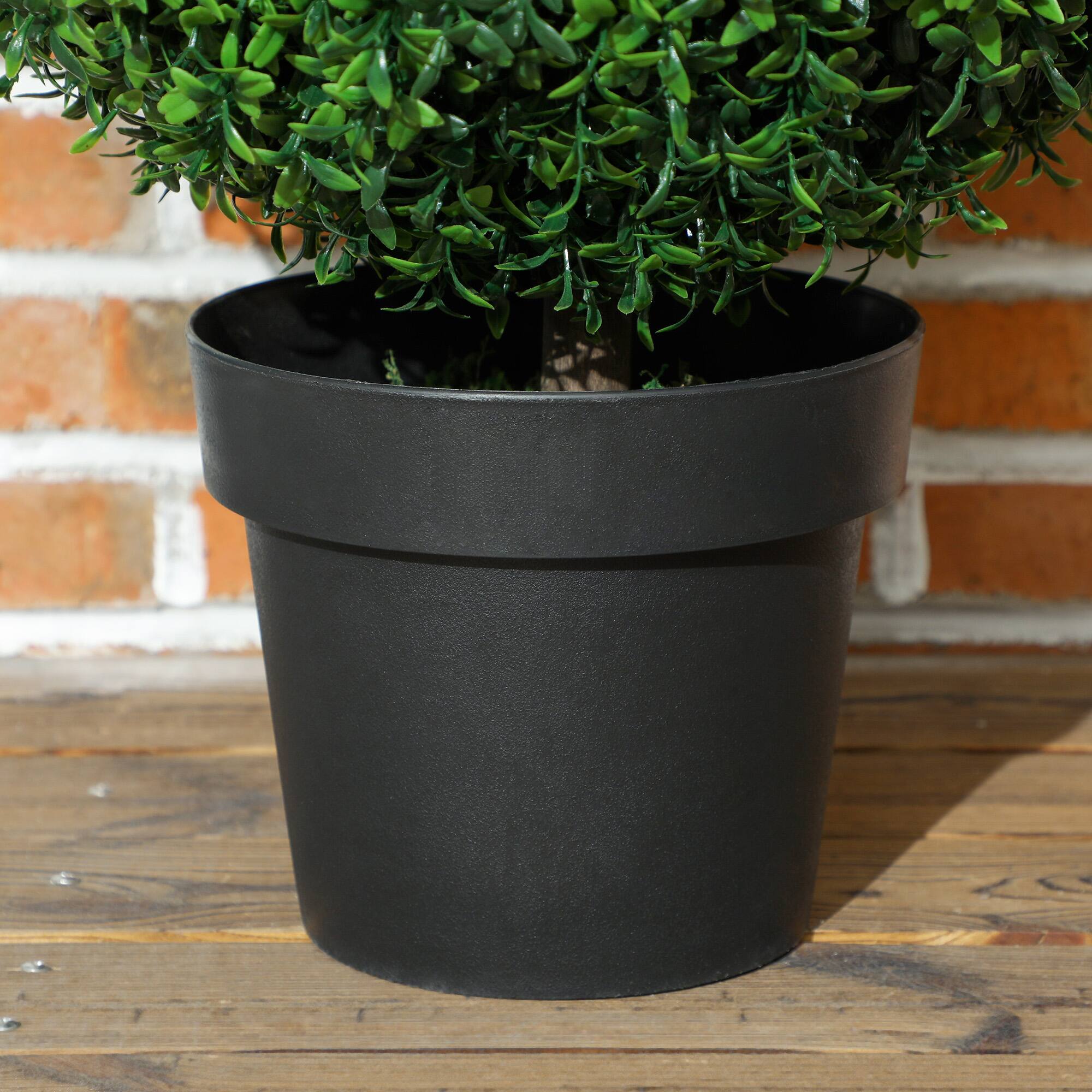 Alt View 8. Homcom - Set of 2 Decorative Artificial Plants, Topiary Ball-shaped Boxwood Trees in Pot for Home Indoor Outdoor Decor - Green.