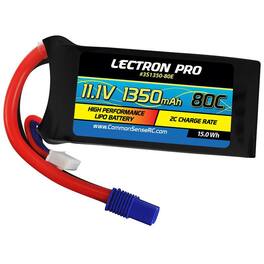 COMMON SENSE RC - Lectron Pro 11.1V 1350mAh 80C Li-Po Battery w/EC3 Connector