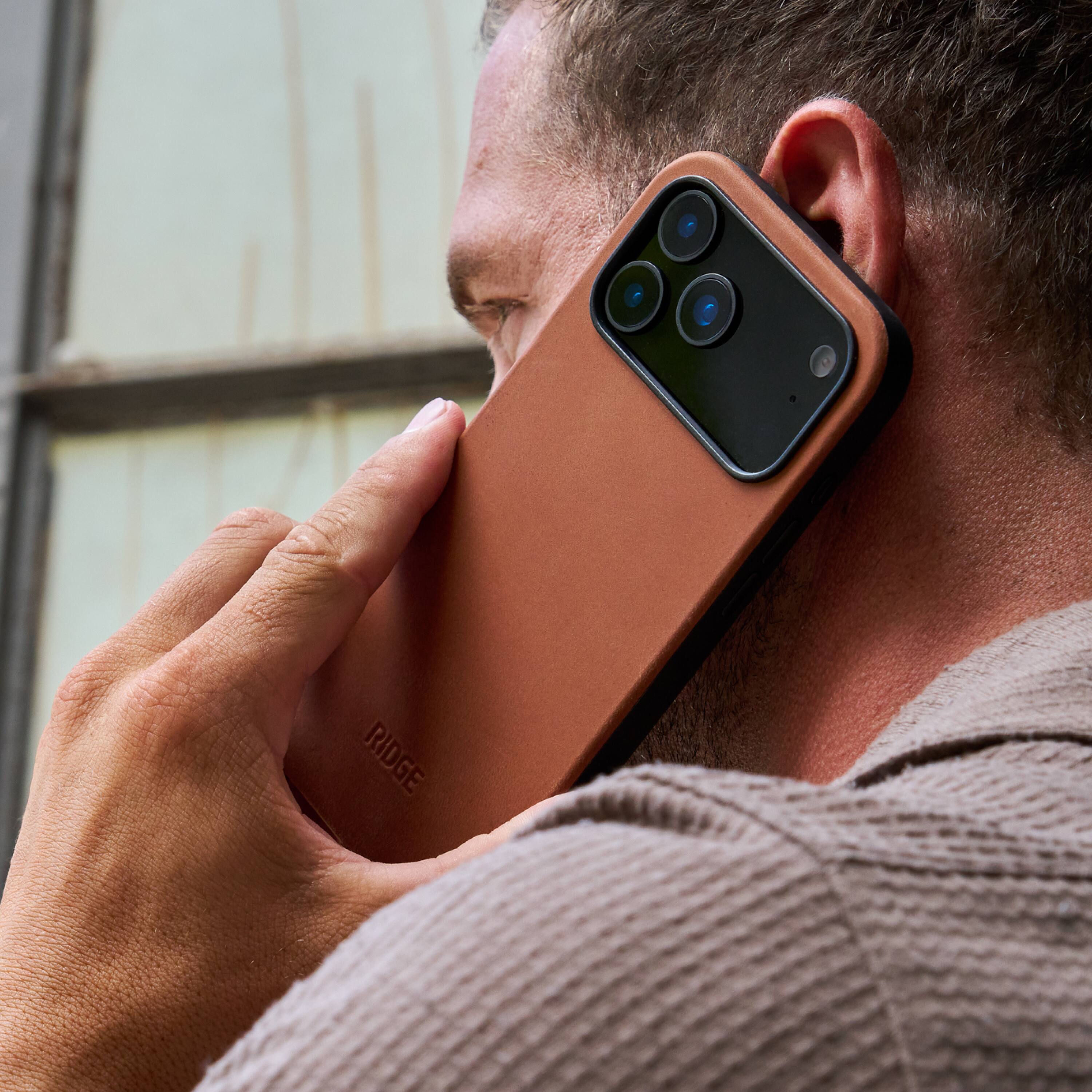 Alt View 1. The Ridge Wallet - iPhone 17 Pro Max - Tobacco Brown Leather - Brown.