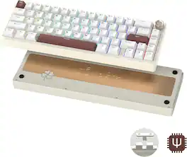 Womier - SK65 Wireless 60% Mechanical Gaming Keyboard with Knob, QMK/VIA Aluminium Keyboard for PC - White
