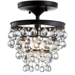 Jonathan Y - Toronto 10" Metal/Crystal LED Flush Mount, Oil Rubbed Bronze - Oil-Rubbed Bronze