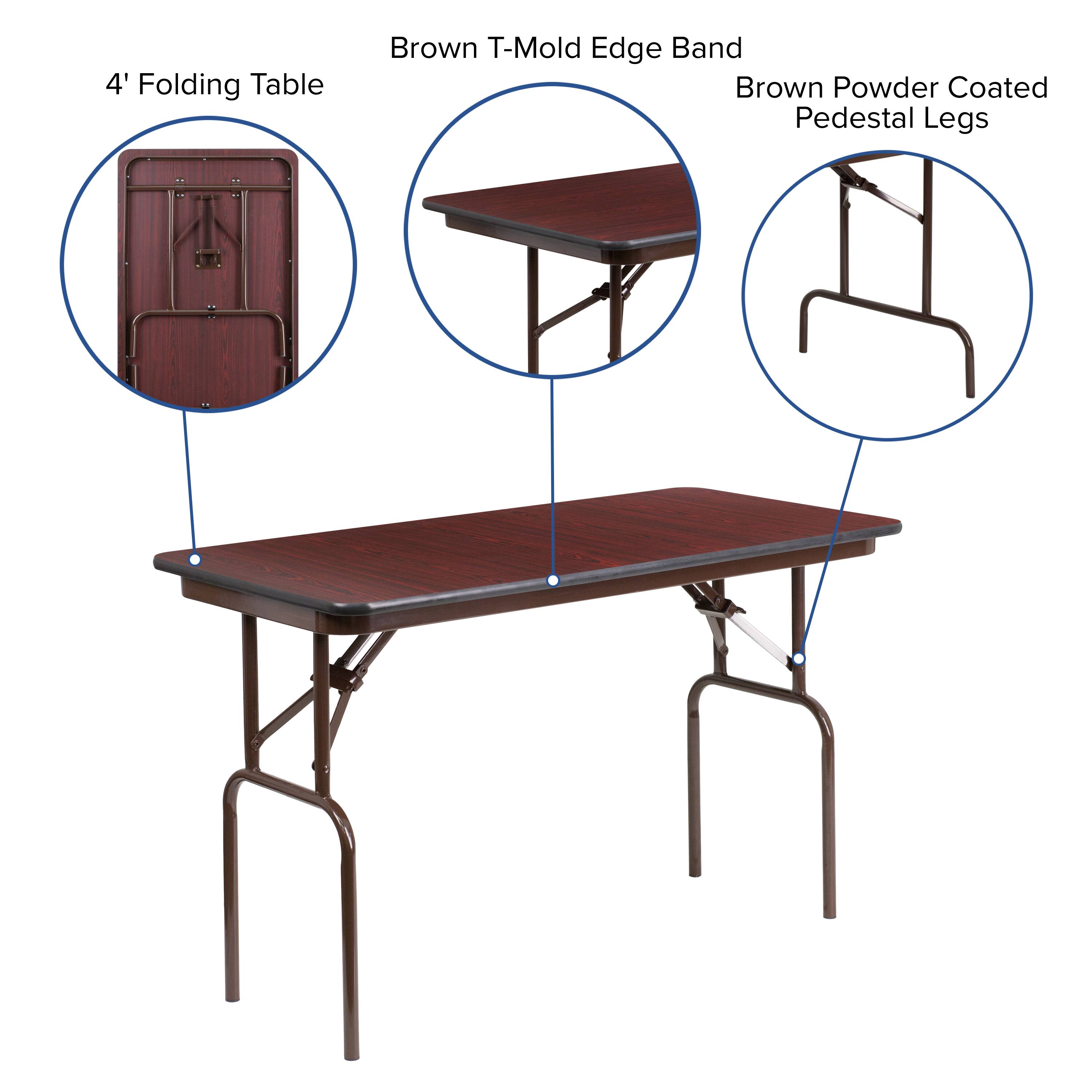 Alt View 14. Alamont Home - 4-Foot Mahogany Melamine Laminate Folding Banquet Table - Mahogany.