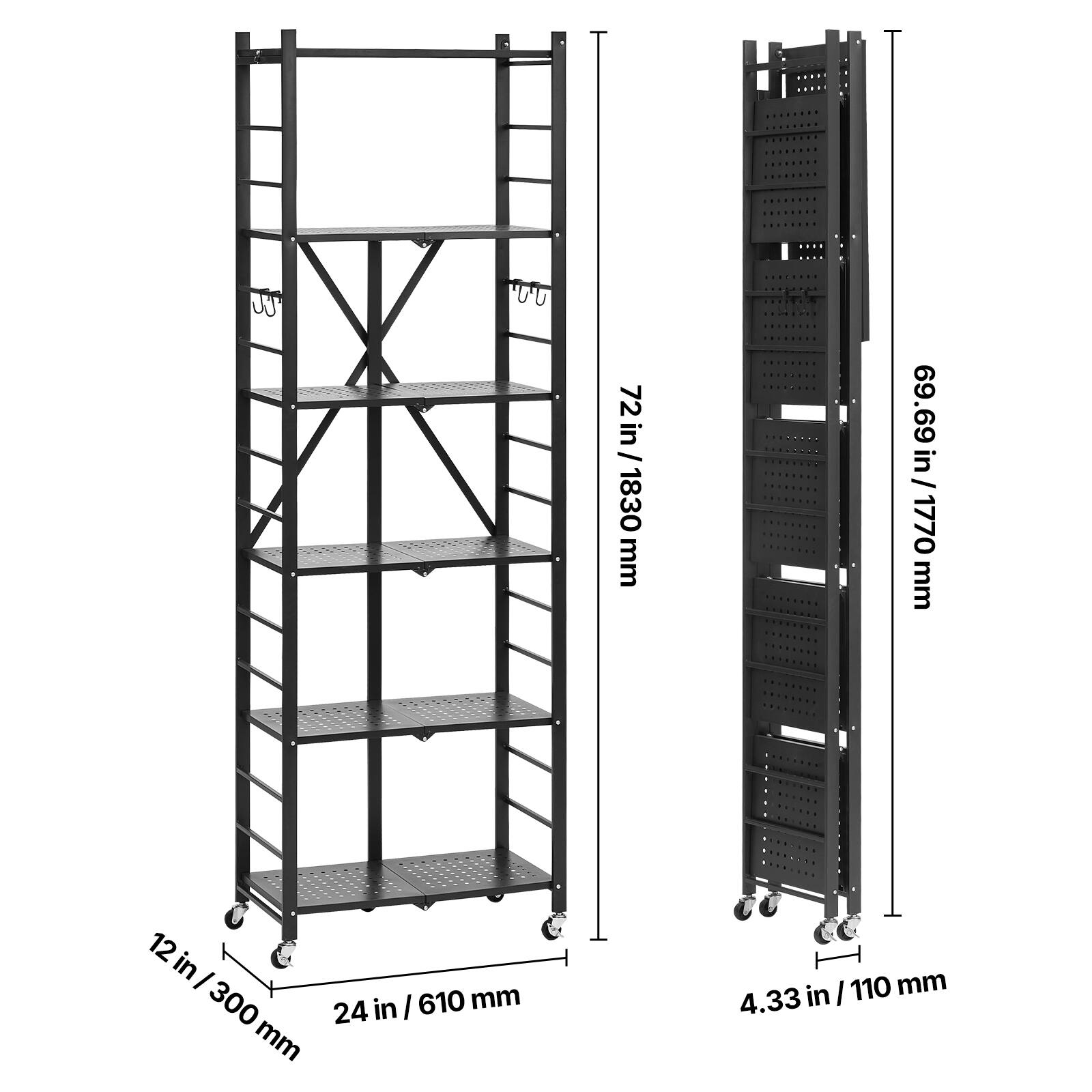 72 in / 1830 mm
69.69 in / 1770 mm
12 in / 300 mm
24 in / 610 mm
4.33 in / 110 mm
