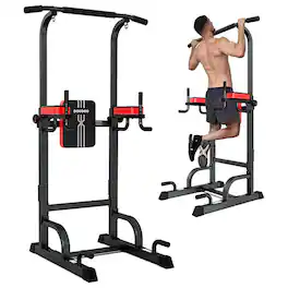 Pooboo - Pull Up Bar for Fitness Home Gym Workout,Multi Function Adjustable Exercise Equipment - Black