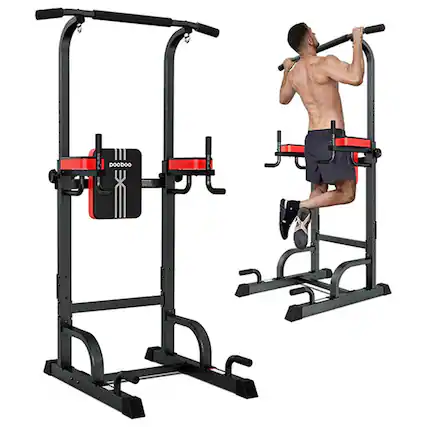 Front. Pooboo - Pull Up Bar for Fitness Home Gym Workout,Multi Function Adjustable Exercise Equipment - Black.