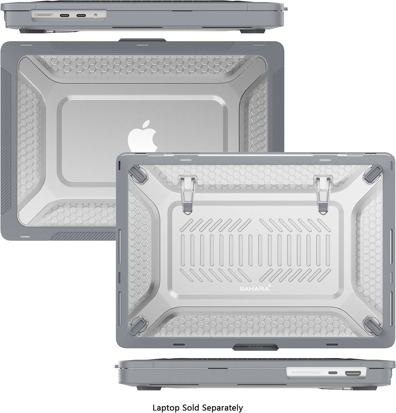The image features a laptop computer with a protective case. The laptop is shown in two different positions, one with the case open and the other with the case closed. The case is designed to protect the laptop from damage and is available for purchase separately.