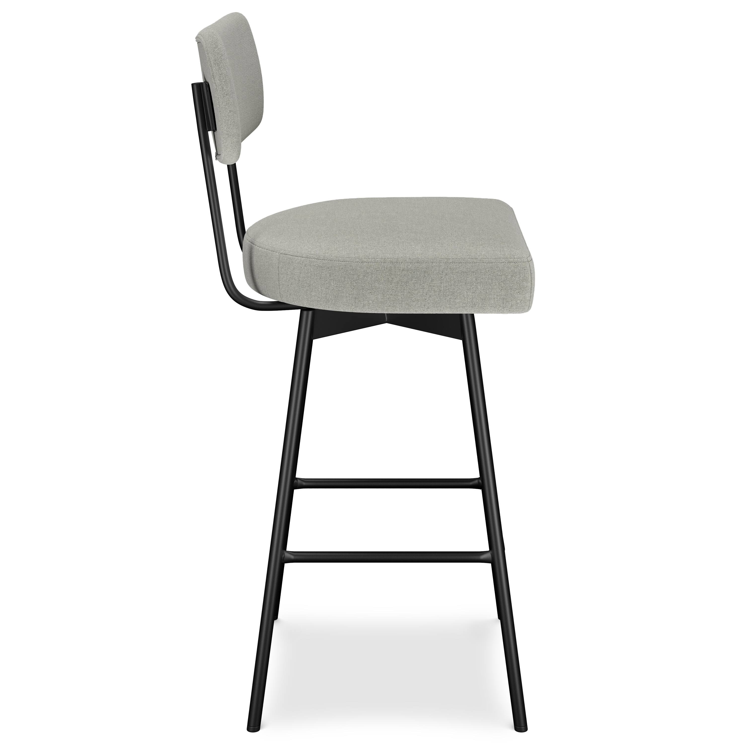 Alt View 1. Simpli Home - Giselle Contemporary Modern Swivel Bar Stool (Set of 2) in Light Grey  Polyester Linen - Light Grey.