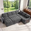 Front. Vipbear - Vipbear 7-Seat Modular Sectional Sleeper Sofa with Pull-Out Bed, Reclining Backrest, USB Ports, Table, LED Lights,Gray - Gray.
