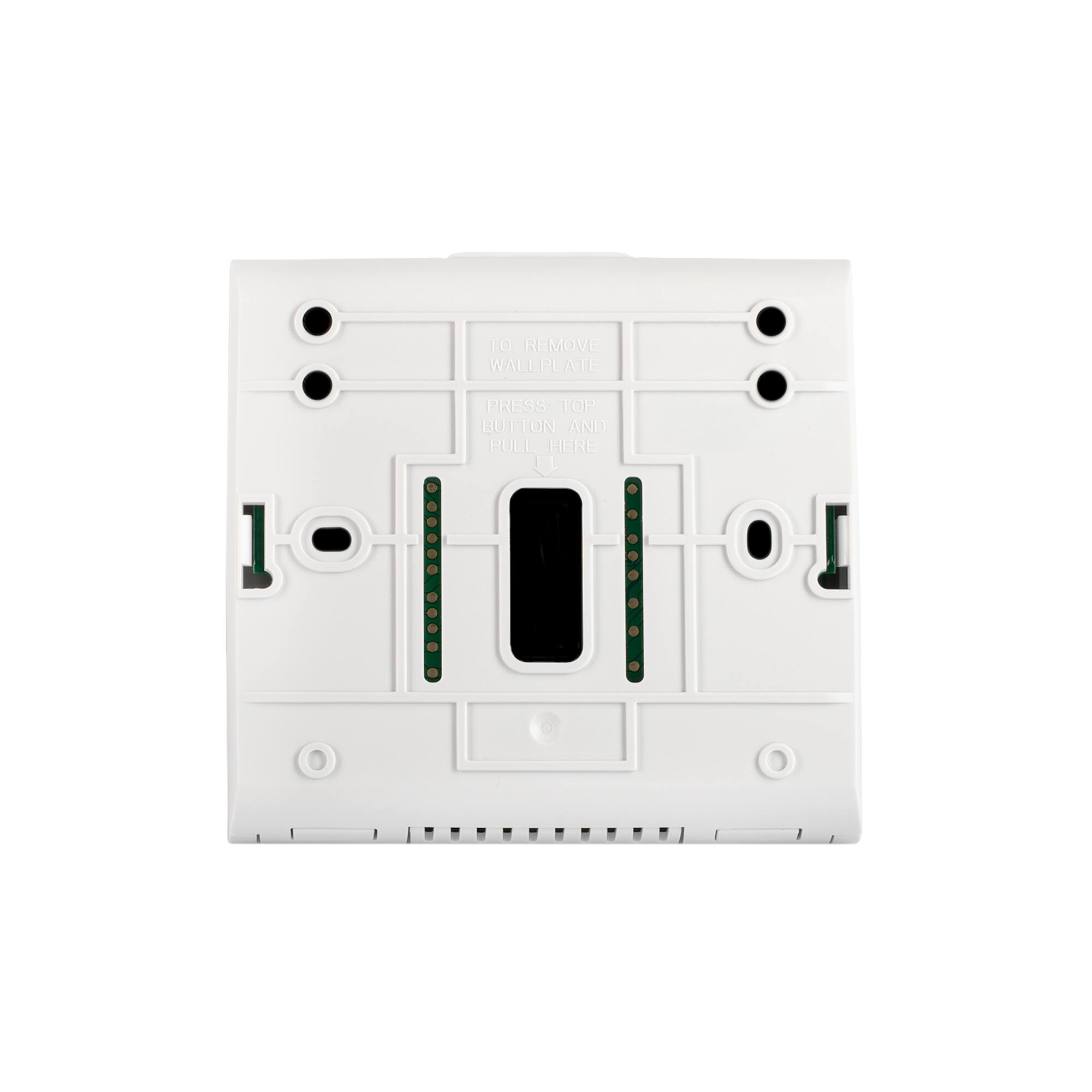 TO REMOVE WALLPLATE  
PRESS TOP BUTTON AND PULL HERE
