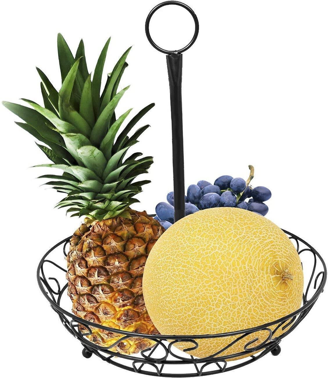 Angle. Sorbus - Sorbus Fruit Basket for Kitchen - 2-Tier Countertop Fruit Holder & Decorative Bowl Stand - Black.
